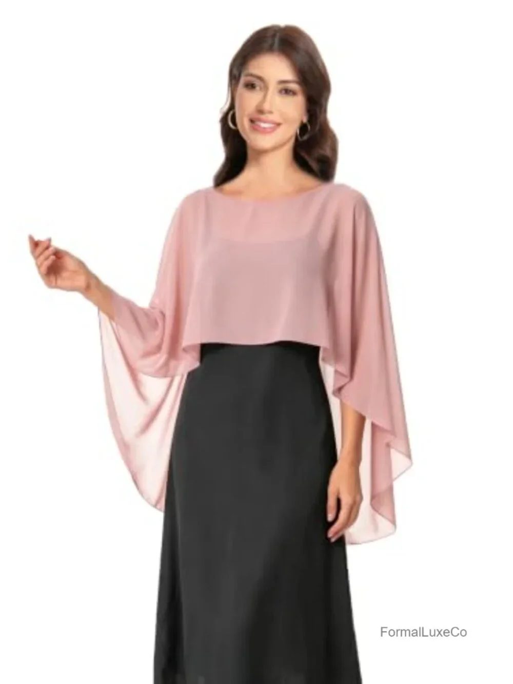 Chiffon Capelet Shawl Wrap for Evening Dresses Wedding Bridal Party